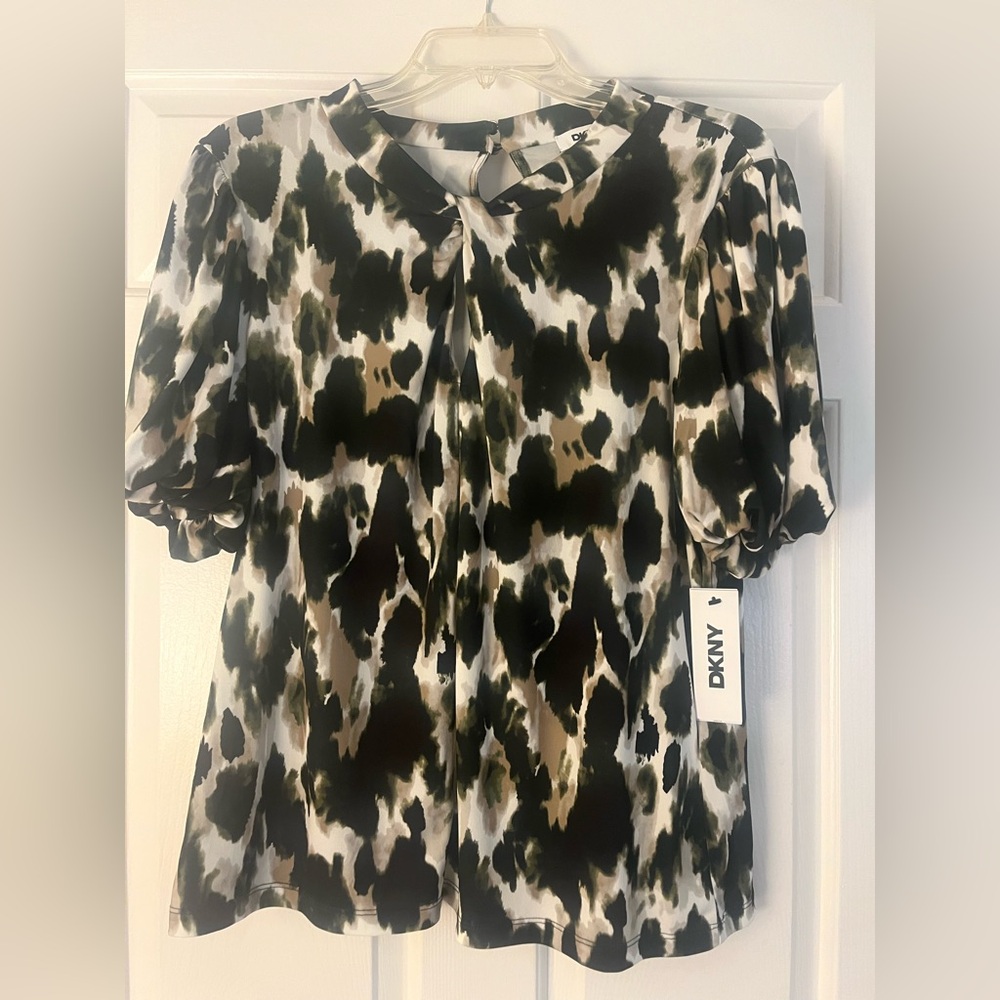 DKNY Multicolor Abstract Print Blouse
